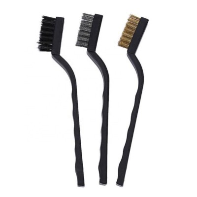 3pcs Mini WIRE BRUSH SET Stainless Steel Nylon Brass Polishing Cleaning Rust Remove Brushes Metal Tools